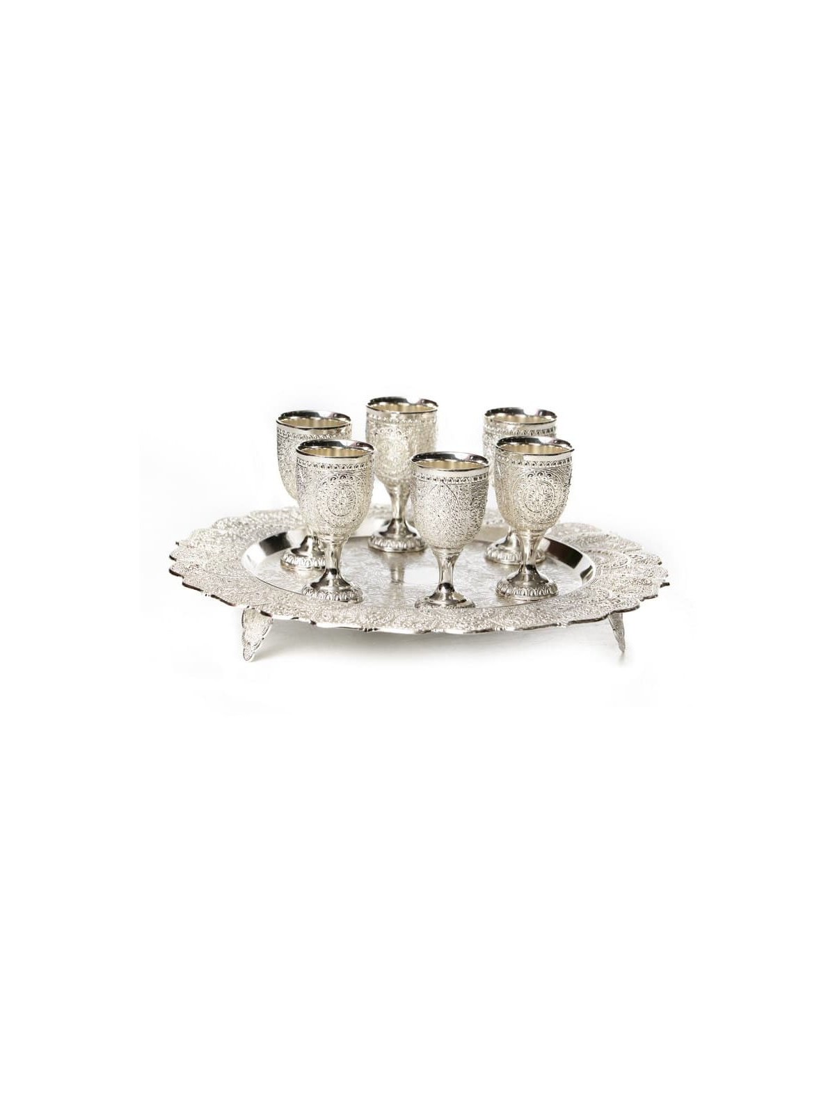 Six Silver Plated Small Kiddush Cups with... | Jewish Gift from Israel