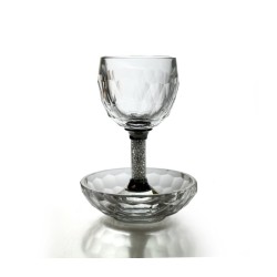 Crystal Glass Kiddush Cup and Plate with ... | Jewish Gift from Israel