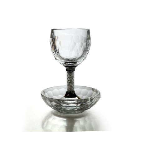 Crystal Glass Kiddush Cup and Plate with ... | Jewish Gift from Israel