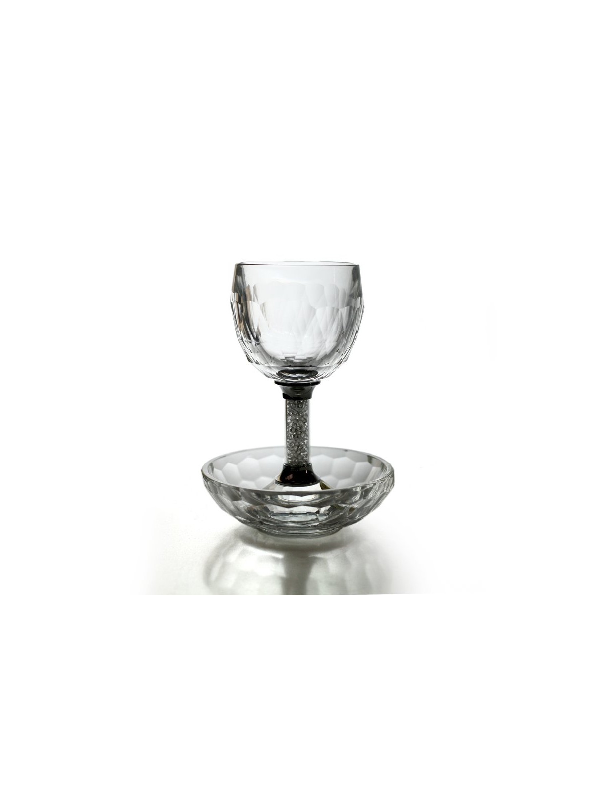 Crystal Glass Kiddush Cup and Plate with ... | Jewish Gift from Israel