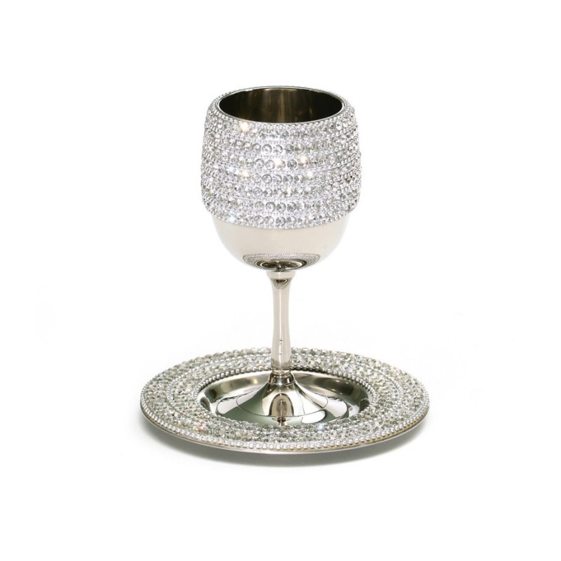 Stainless Steel Kiddush Cup on Stem Set S... | Jewish Gift from Israel