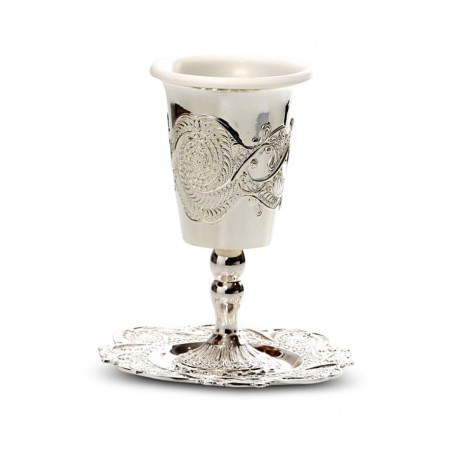 Silver Plated Stem Kiddush Cup with Plast... | Jewish Gift from Israel