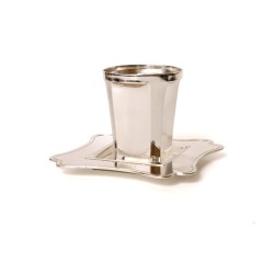 Silver Plated Smooth Kiddush Cup with Matching Sauce... | Kiddush Cups