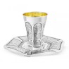 Sterling Silver Shabbat Kiddush Cup with Plate Ham... | Silver Judaica