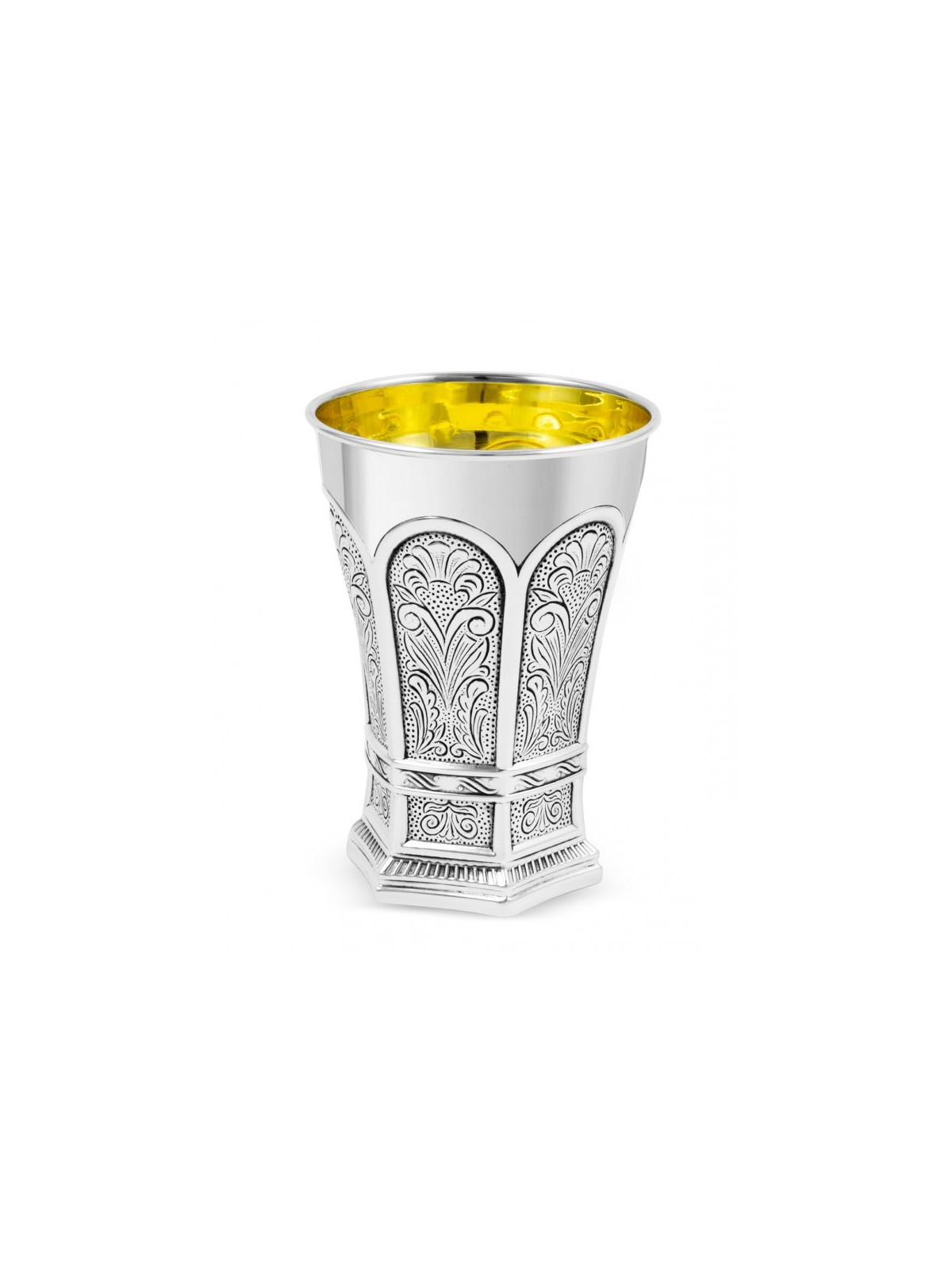 Sterling Silver Shabbat Kiddush Cup with Plate Ham... | Silver Judaica