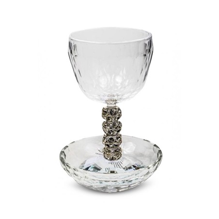 Faceted Glass Kiddush Cup and Tray Decora... | Jewish Gift from Israel