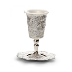 Silver Plated Stem Kiddush Cup with Plastic Insert a... | Kiddush Cups