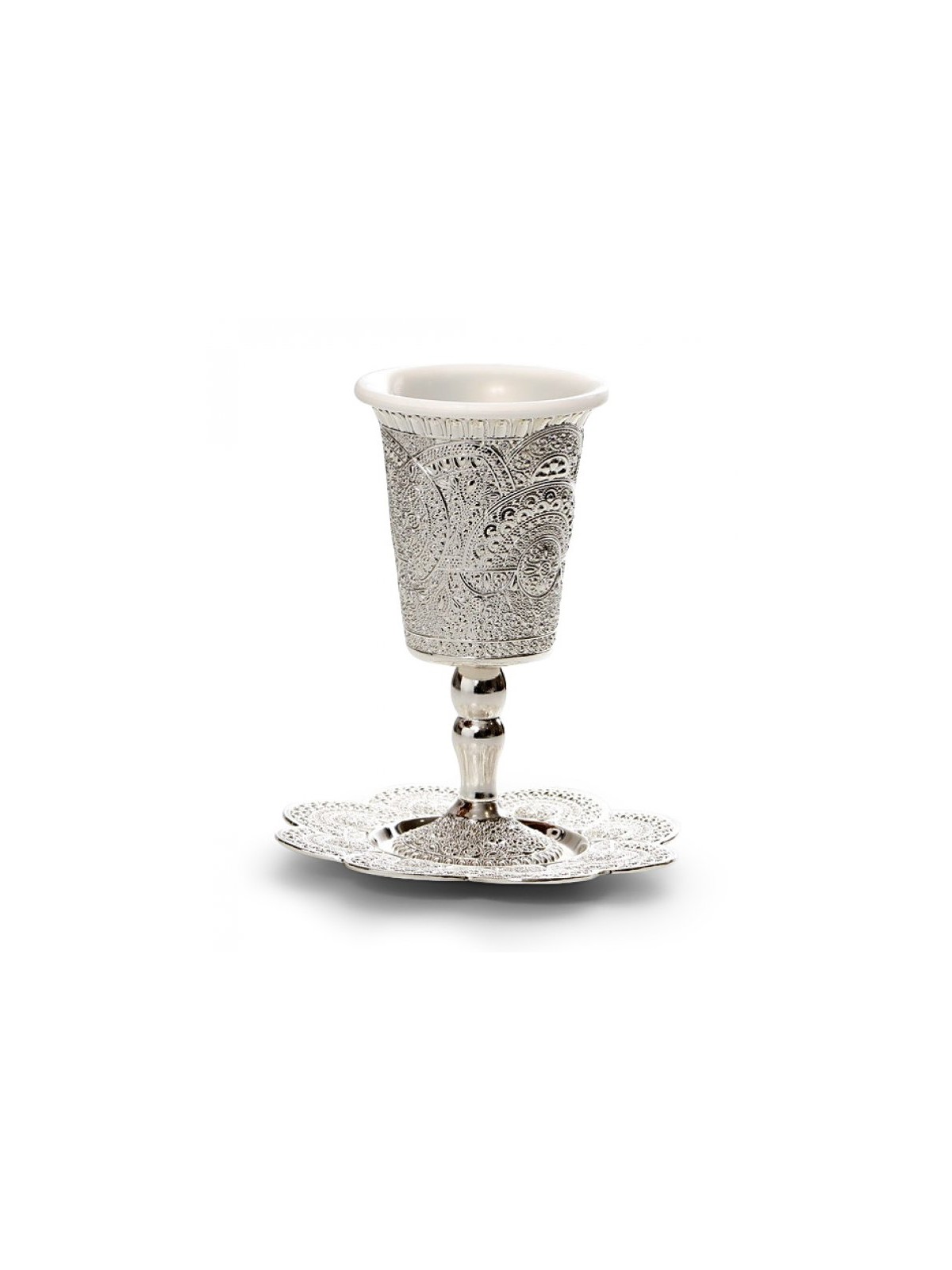 Silver Plated Stem Kiddush Cup with Plastic Insert a... | Kiddush Cups
