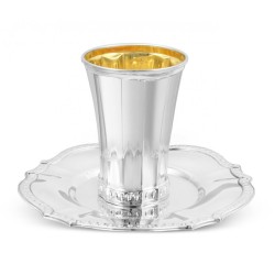 Sterling Silver Shabbat Kiddush Cup with Plate Pan... | Silver Judaica
