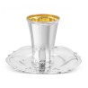 Sterling Silver Shabbat Kiddush Cup with Plate Pan... | Silver Judaica