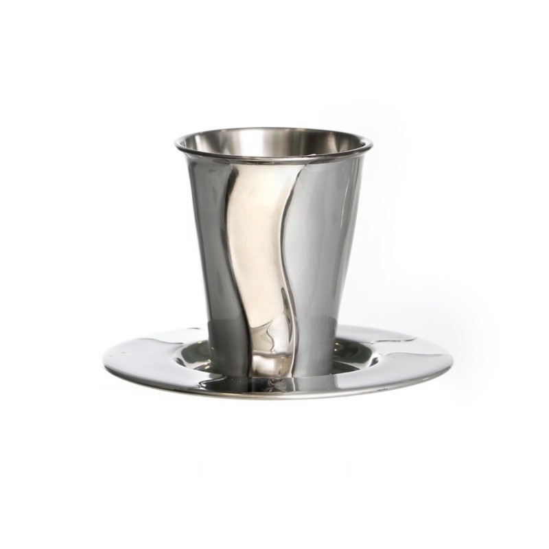 Silver Stainless Steel Kiddush Cup Set wi... | Jewish Gift from Israel