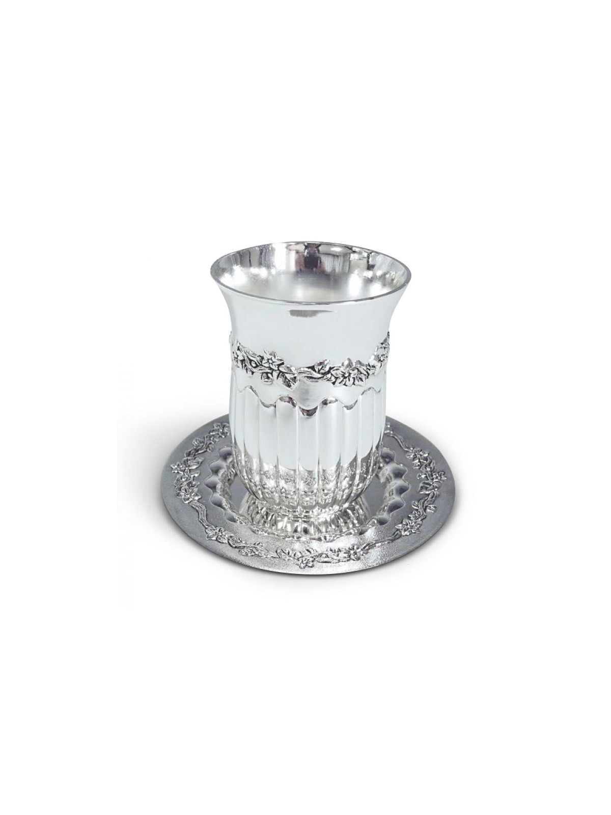 Silver Plated Kiddush Cup and Tray with R... | Jewish Gift from Israel