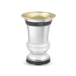 Sterling Silver Kiddush Cup and Plate Set Filigree... | Silver Judaica