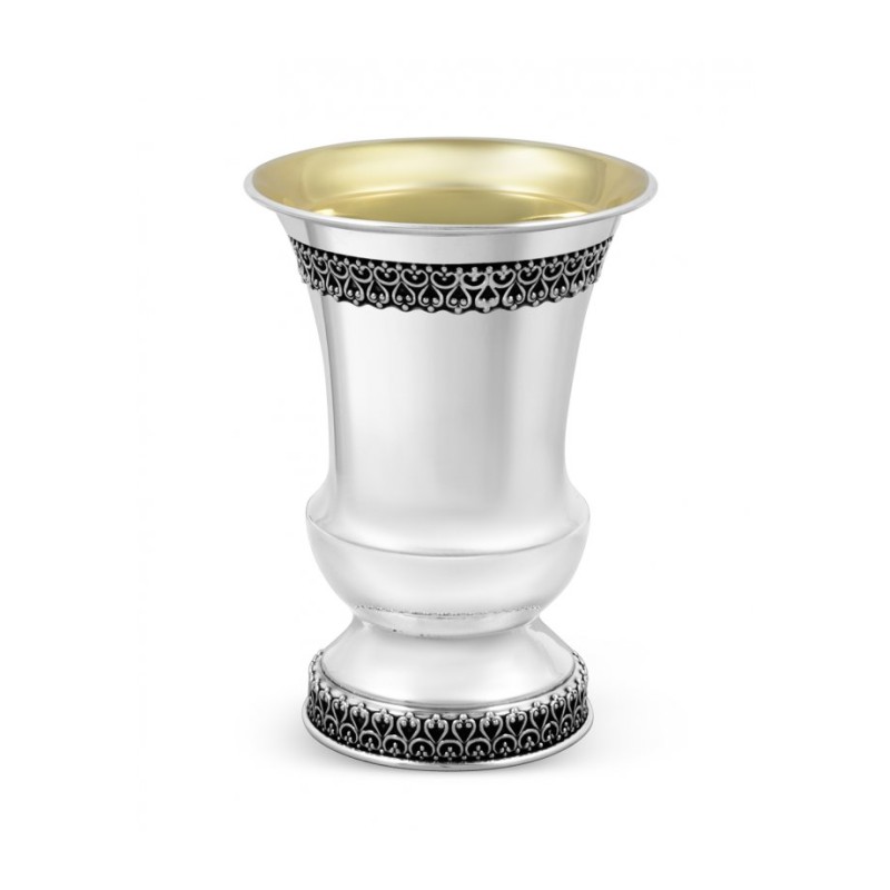 Sterling Silver Kiddush Cup and Plate Set Filigree... | Silver Judaica