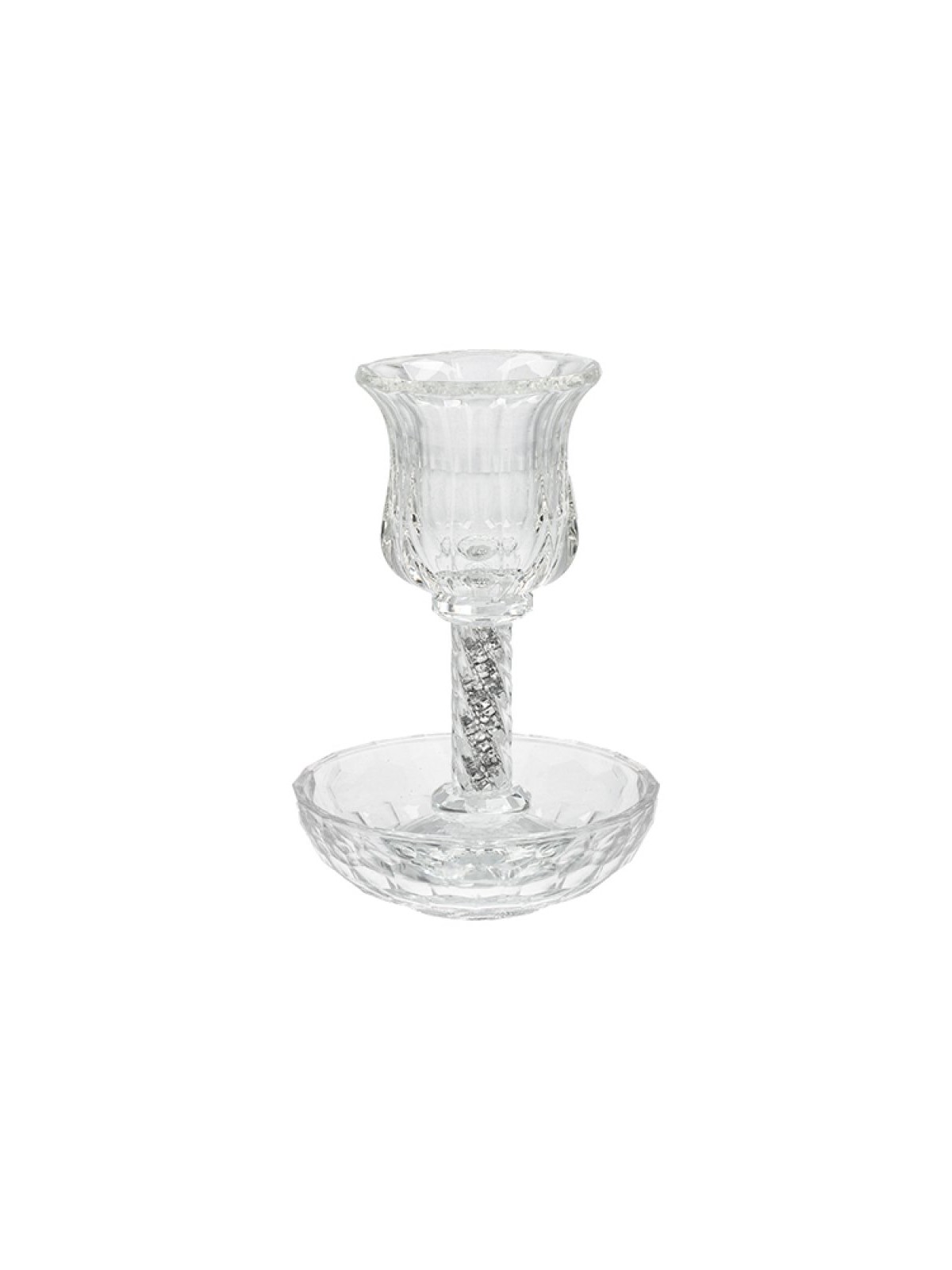 Crystal Glass Stem Kiddush Cup and Saucer... | Jewish Gift from Israel
