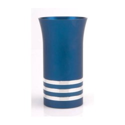 Blue Kiddush Cup with Silver Stripes by A... | Jewish Gift from Israel