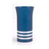 Blue Kiddush Cup with Silver Stripes by A... | Jewish Gift from Israel