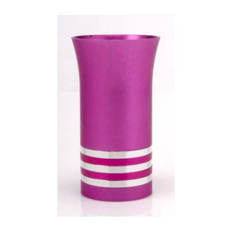Silver Stripe Hot Pink Kiddush Cup by Agayof | Jewish Gift from Israel