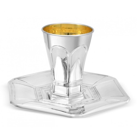 Sterling Silver Shabbat Kiddush Cup and Matching P... | Silver Judaica