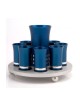 Blue Silver Kiddush Cup Set with 8 Cups b... | Jewish Gift from Israel