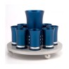 Blue Silver Kiddush Cup Set with 8 Cups b... | Jewish Gift from Israel