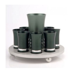 Green Silver Agayof Kiddush Cup Set with ... | Jewish Gift from Israel