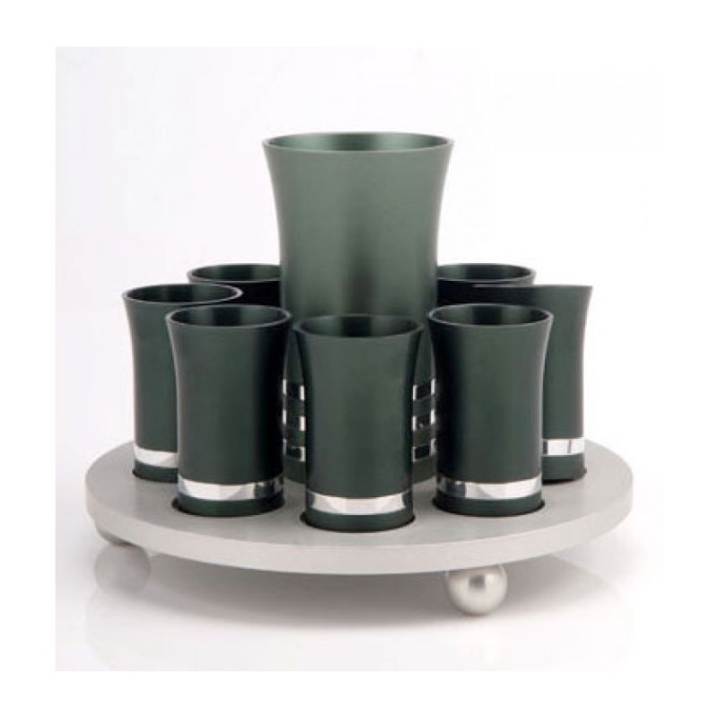 Green Silver Agayof Kiddush Cup Set with ... | Jewish Gift from Israel