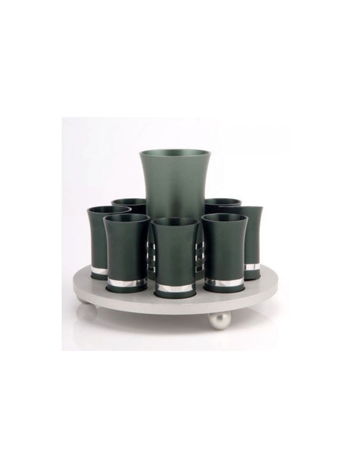 Green Silver Agayof Kiddush Cup Set with ... | Jewish Gift from Israel