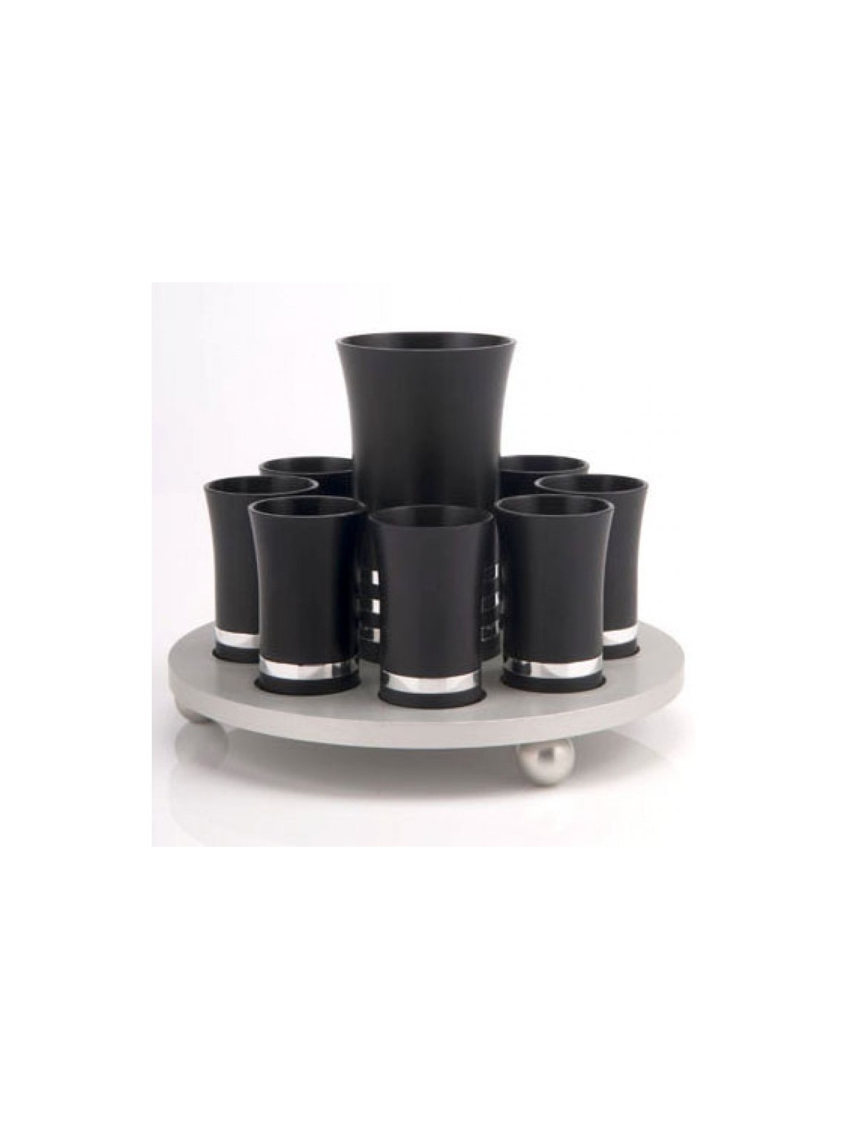Black Silver Agayof Kiddush Cup Set | Wine Fountains & Liqueur Sets