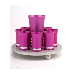 Agayof Kiddush Cup Set in Hot Pink and Si... | Jewish Gift from Israel
