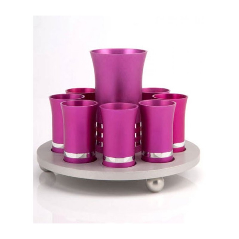 Agayof Kiddush Cup Set in Hot Pink and Si... | Jewish Gift from Israel