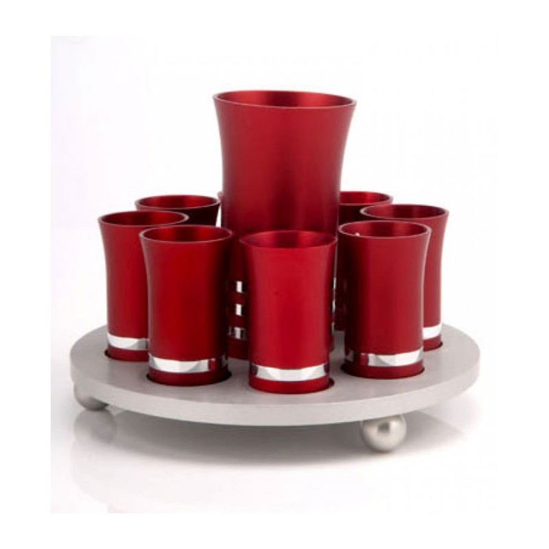 Set of Kiddush Cups by Agayof Ravishing Red | Jewish Gift from Israel