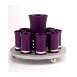 Purple Silver Kiddush Cup Set by Agayof | Jewish Gift from Israel