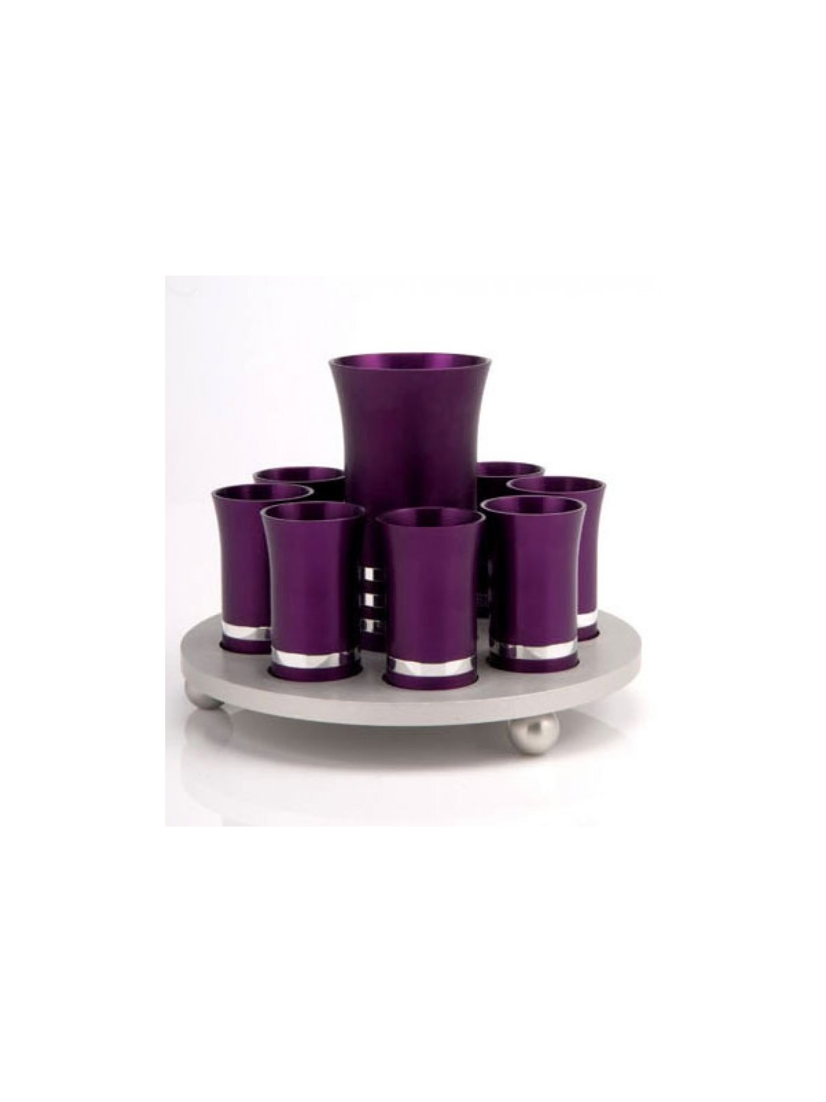 Purple Silver Kiddush Cup Set by Agayof | Jewish Gift from Israel