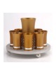 Gold Color Kiddush Cup Set with 8 Small C... | Jewish Gift from Israel
