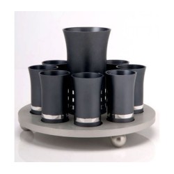 Kiddush Cup Set by Agayof Two Tone Gray | Jewish Gift from Israel