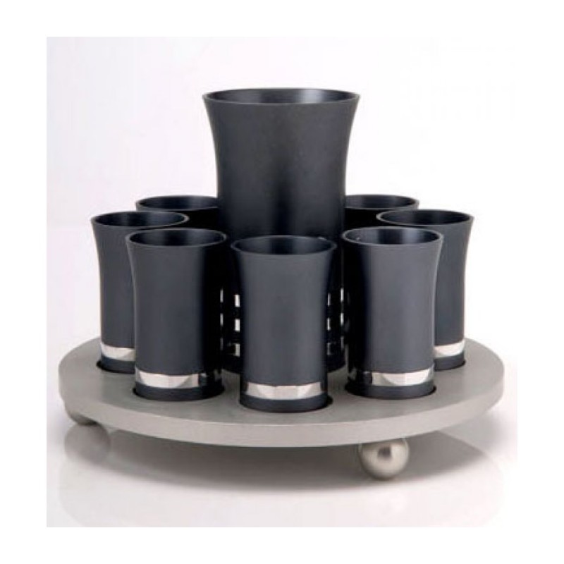 Kiddush Cup Set by Agayof Two Tone Gray | Jewish Gift from Israel