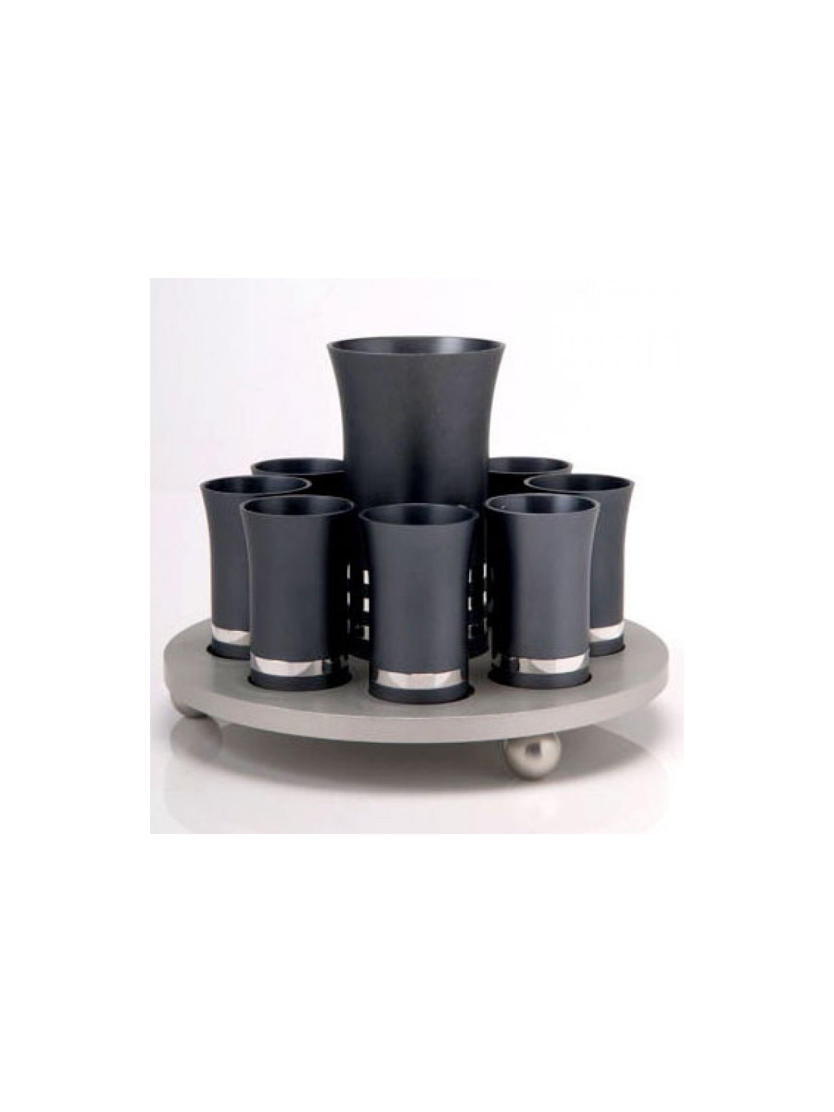 Kiddush Cup Set by Agayof Two Tone Gray | Jewish Gift from Israel