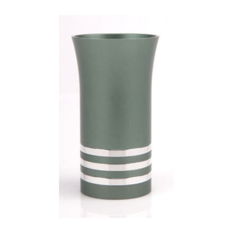 Green Agayof Kiddush Cup with Silver Stripes | Jewish Gift from Israel