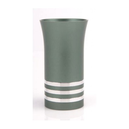 Green Agayof Kiddush Cup with Silver Stripes | Jewish Gift from Israel