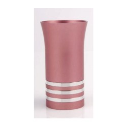 Pastel Pink Kiddush Cup with Silver Strip... | Jewish Gift from Israel