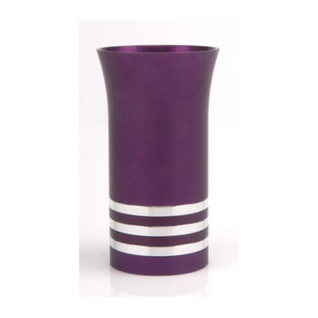 Purple Kiddush Cup with Silver Stripes by... | Jewish Gift from Israel