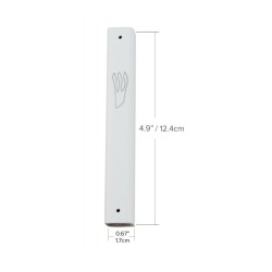 White Wood Mezuzah Case with Silver Shin Outline | Wood Mezuzah