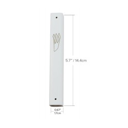 White Wood Mezuzah Case with Gold Shin Outline | Wood Mezuzah
