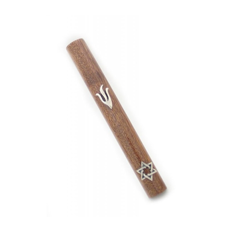 Mahogany Magen David Mezuzah | Wood Mezuzah