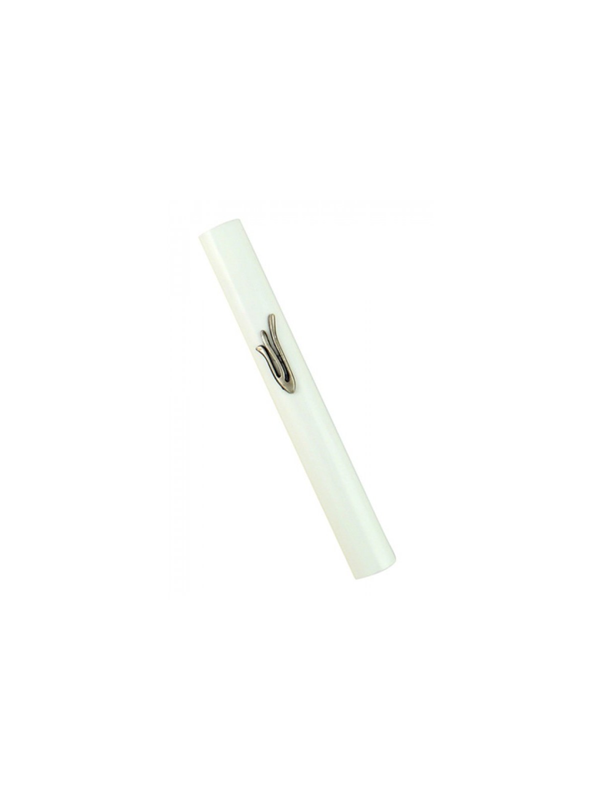 White Wood Rounded Mezuzah Case %96 Flame Image Shin... | Wood Mezuzah