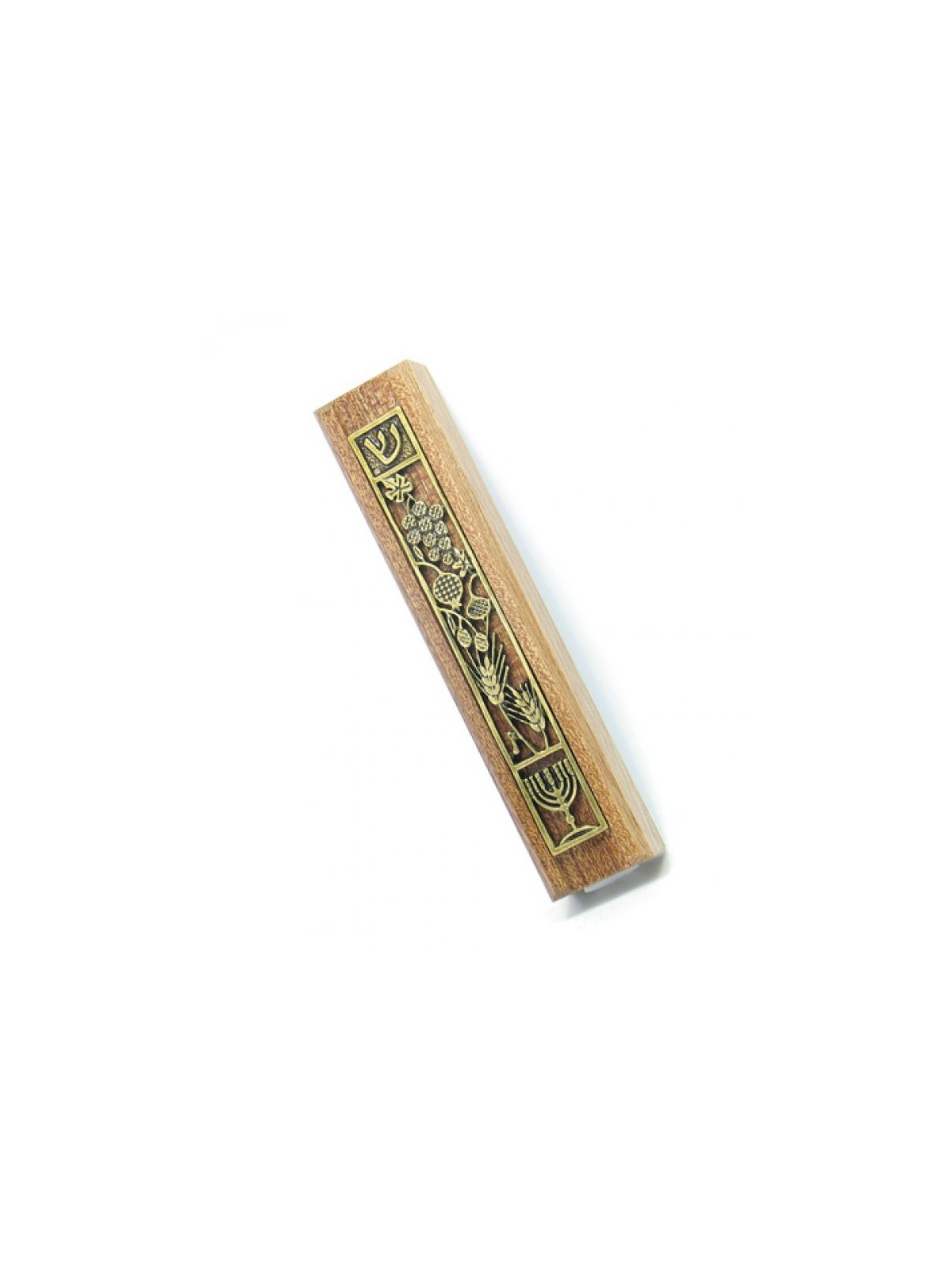 Mahogany Seven Species Mezuzah | Wood Mezuzah