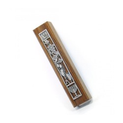 Dark Wood Seven Species Mezuzah | Wood Mezuzah