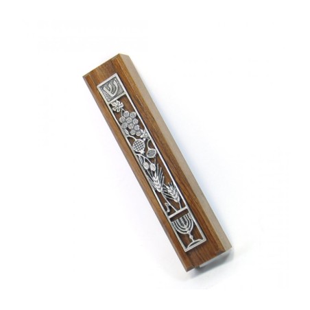 Dark Wood Seven Species Mezuzah | Wood Mezuzah