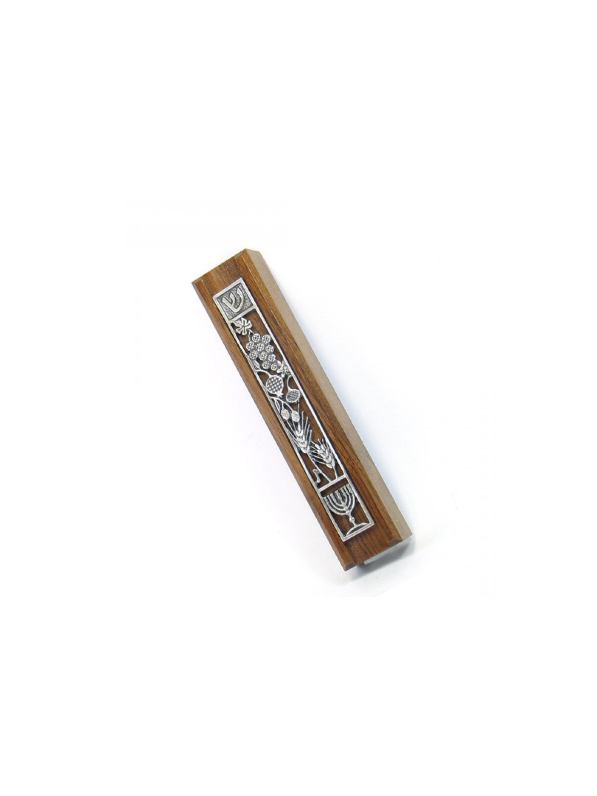 Dark Wood Seven Species Mezuzah | Wood Mezuzah